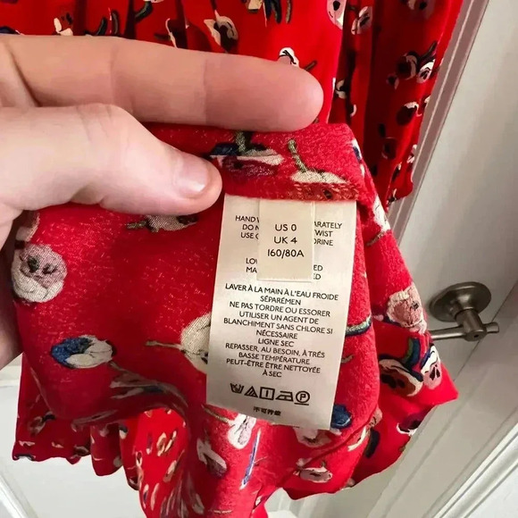 NWT Anthropologie by Maeve Red Long Sleeve Faux Wrap Dress Size 0 - Picture 8 of 10